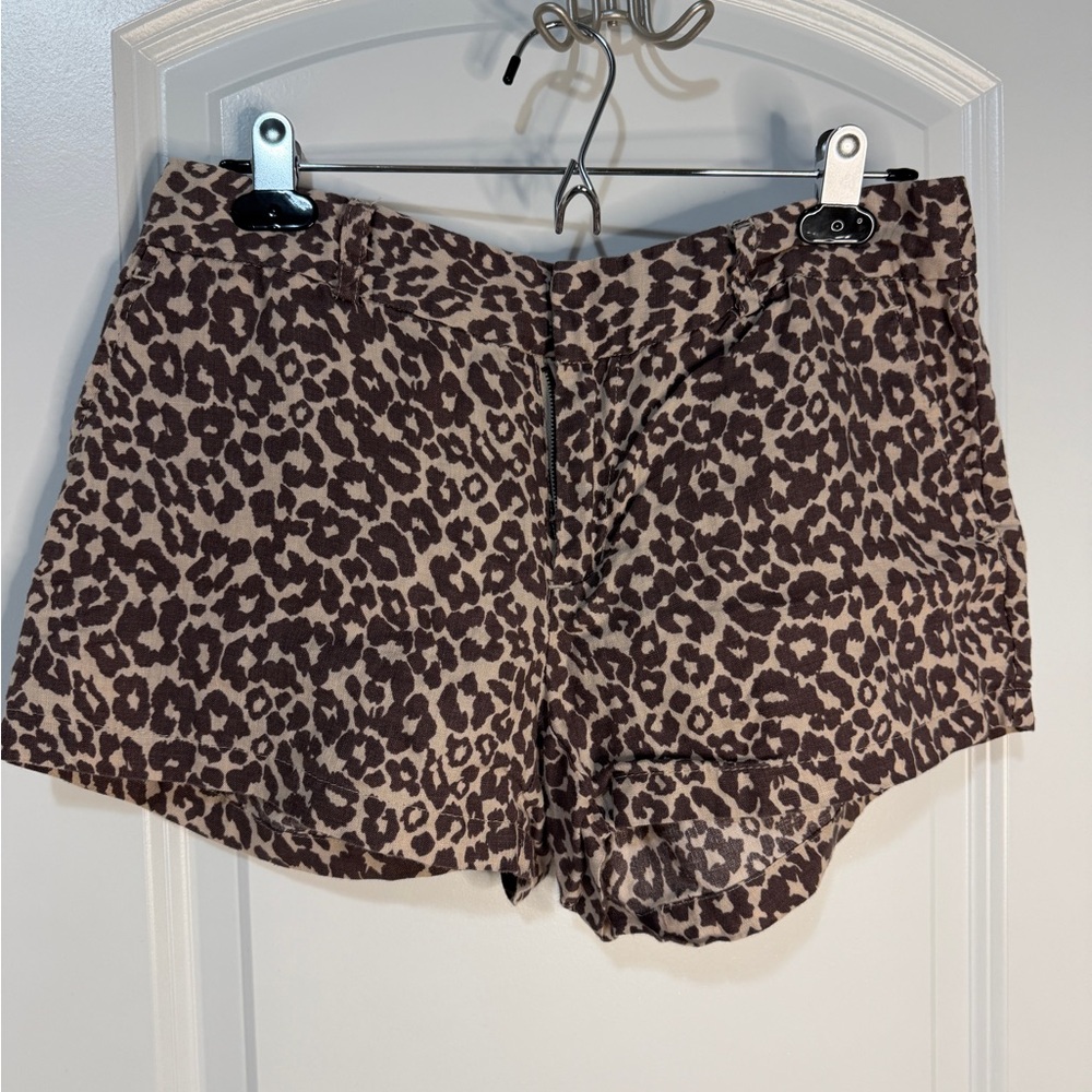 Cynthia Rowley High Waist Leopard Print Shorts